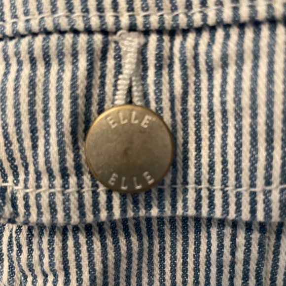 Elle Striped Cropped Denim Jacket Blue & White Women's S - Picture 11 of 12
